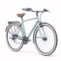 the bike has an interesting bicycle seat on the front wheel