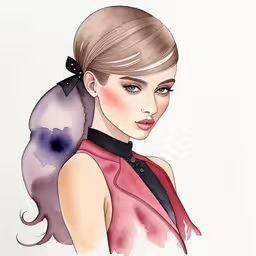 a woman with a high bun up in her hair