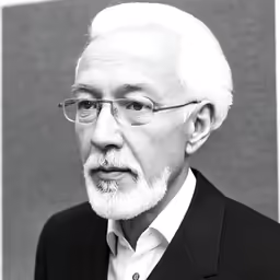 a man with a white beard wearing a suit