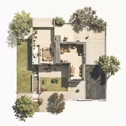 a house is shown in this aerial view