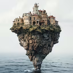 a large cliff with a house on the top