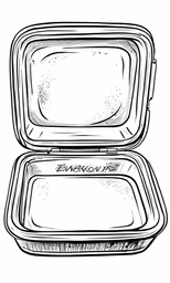 a drawing of a container with two food containers