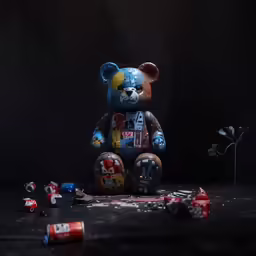 there is a teddy bear made out of candy and chips