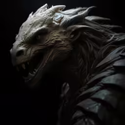a close up view of a demon with its mouth open