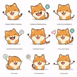 a cartoon cat character making different expressions