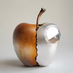a cracked apple sitting in the middle of an apple