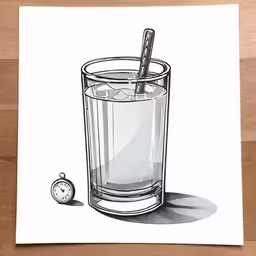 an illustration of a glass and an alarm clock