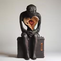 a statue of a woman holding a heart