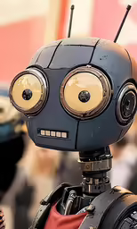 a very close up picture of a robot face