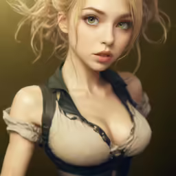 a very pretty blond girl with big breast posing