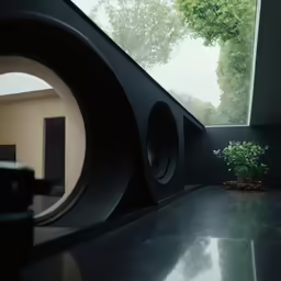 view from behind some modern windows into the outdoors