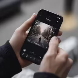 someone holding a smartphone that is taking a photo