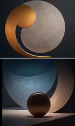 there is a very large sculpture with two circles