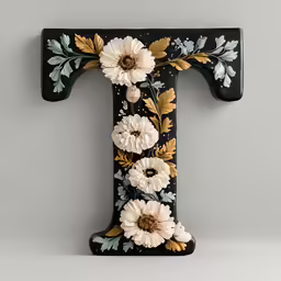 an elaborately designed letters painted with flowers