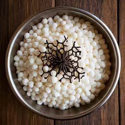 a bowl full of white cereal with an upside down star