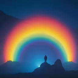 a rainbow light that appears to be in the sky
