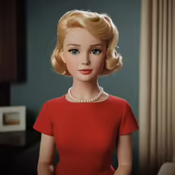 an image of a woman that is wearing red