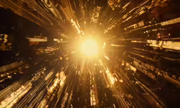 a photo taken from below looking up into the sun