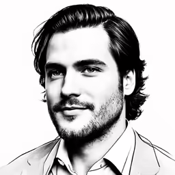black and white photograph of a man wearing a white shirt