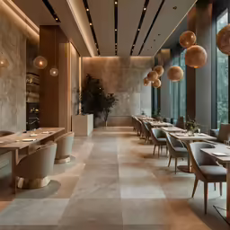 a long table with several chairs in front of it