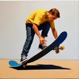 the boy is jumping on his skateboard in the air