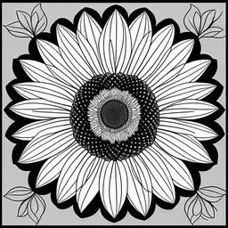 /tmp/FOOW2zjJl.jpg = an artistic sunflower with leaves on a gray background
,/tmp/FOOW2zjJl.jpg = an abstract flower design is seen in black and white
,/tmp/FOOW2zjJl.jpg = a black and white flower has petals around it
,/tmp/FOOW2zjJl.jpg = an artistically designed sunflower, which features petals in the center
,/tmp/FOOW2zjJl.jpg = a drawing of a white sunflower with black petals
,/tmp/FOOW2zjJl.jpg = a large white flower with green leaves in the middle
,/tmp/FOOW2zjJl.jpg = an artistic flower with a black circle on the center
