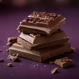 some dessert is stacked up on the purple surface