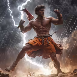 the god is holding a red cup in his hand
