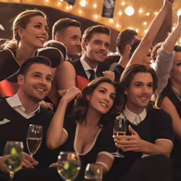 some people are having wine and smiling