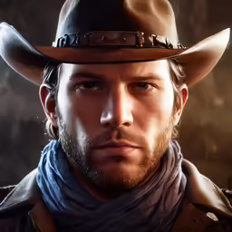 a portrait of a man in a hat and scarf