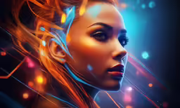 a woman in an artistic photo with bright lighting