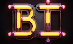 a yellow and black b letter with a metal cover