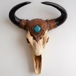 a skull that has some kind of blue stone in it