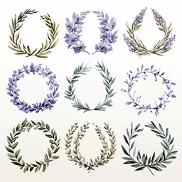 a set of floral designs for creating wreaths and wreath decorations