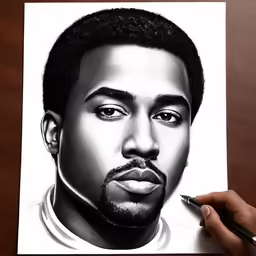 a drawing of a man with a beard and eyes