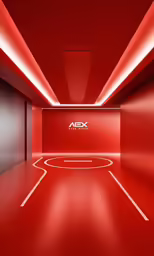 a red and white photo of an empty space