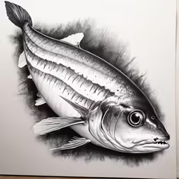 a drawing of a large fish