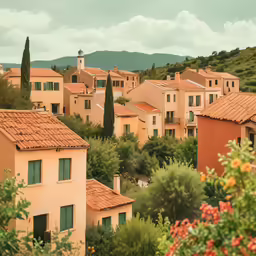a large group of buildings with some red roofs