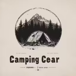 a camp site with a tent on the ground and trees around