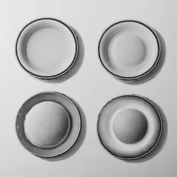 a bunch of plates that are on a counter