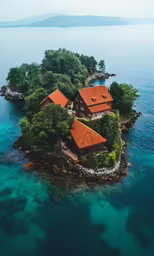 the house is on an island that extends to the ocean