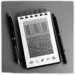 a notebook that has a piece of paper and pen on it