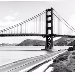 a black and white image of the golden gate bridge