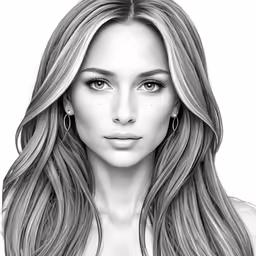 a drawing of a woman with long hair and big nipples