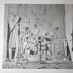 an old black and white photograph of statues
