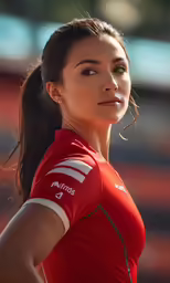 the woman is posing for the camera