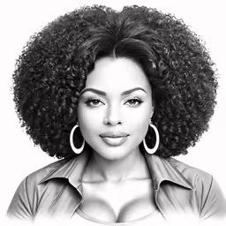 a young woman with curly hair posing for the camera