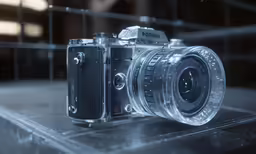 a close up of a camera on a table