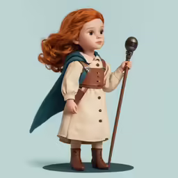 an american girl doll holding a wand and a mic