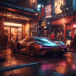a man walking past a car on a city street
